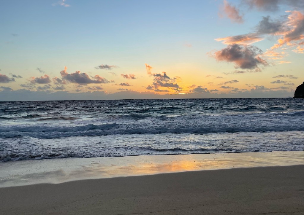 Sunset waves on the beach